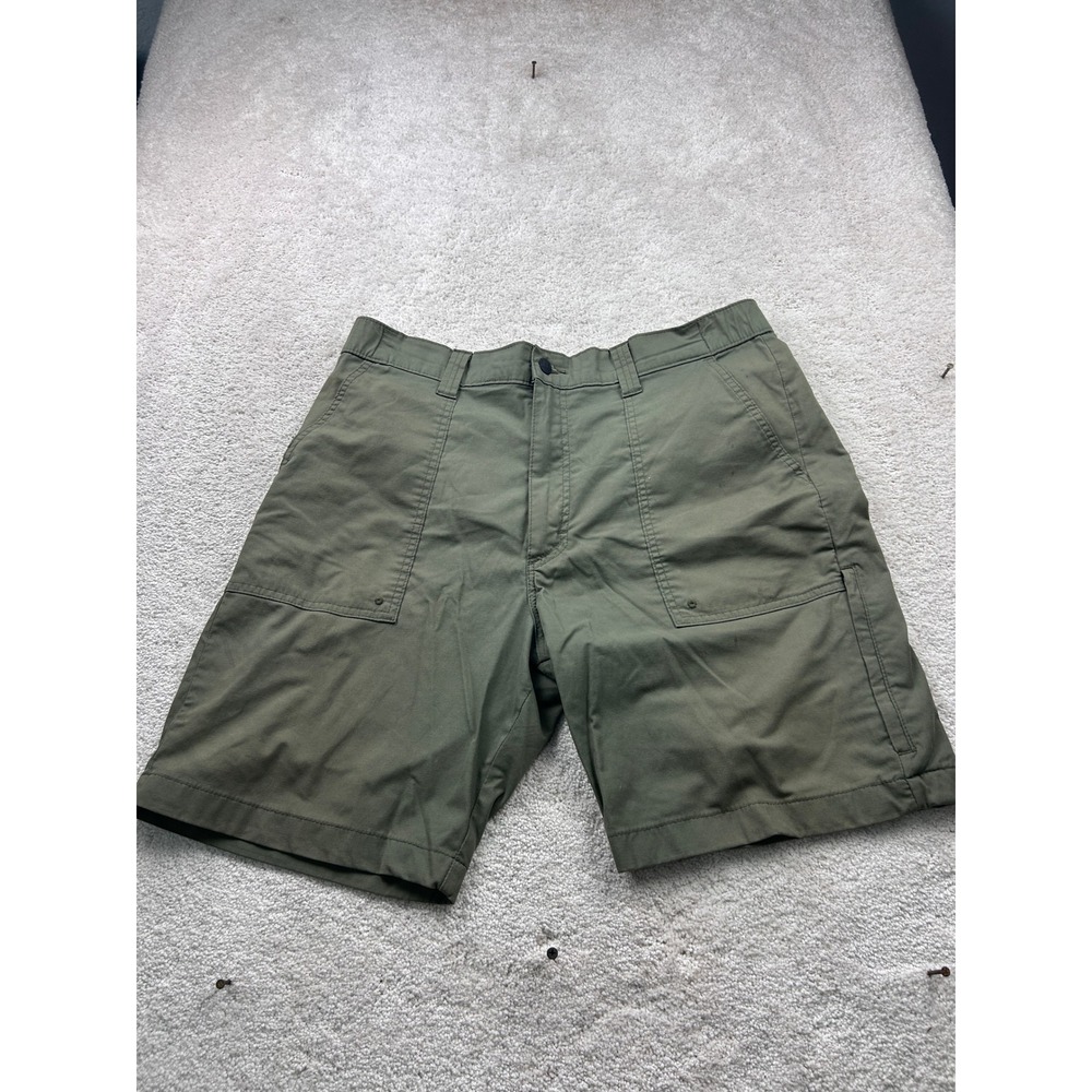 Free Country Men's Cargo Shorts 36 Olive Green Stretch Cotton Hiking Outdoor